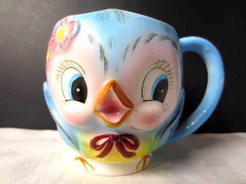 Vintage Lefton Bluebird Cup ESD Japan 7230, 1950's Rare Children Bluebird Mug