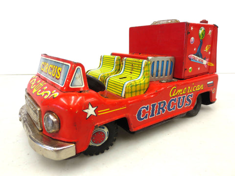 Vintage 1950's Tin Circus Toy Car, Exelo Japan, Clown Driving, American Circus
