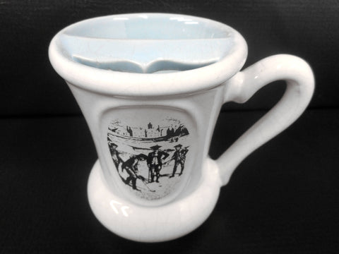 Vintage Barber Mustache Cleaning Porcelain Cup 4", Export A Kings Cigarette Advertising, Golfing Scene