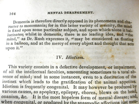 Antique 1841 Medical Book Practice ofMedecine by Doctor John Eberle, Chronic Diseases, Idiotisme, Hysteria, Appoplexia, Delirium Tremens