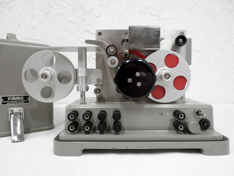 Rare Vintage 1950's Favag Portable Tape Reel Recording Chronograph from Switzerland, 1/100 Sec Intervals, Astronomical Theodolite, Case