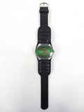 Large Vintage Chaika Automatic 23 Jewels Silver Tone Russian Men's Watch, Day Date, Pilot Leather Band, Wide 43 mm Stadium Case, Green Dial