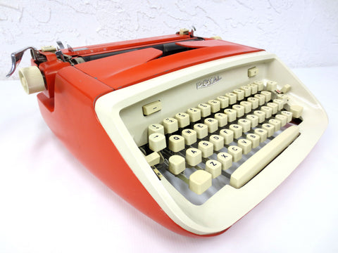 Vintage 1964 Royal Safari Typewriter Orange Color, Mid Century Modern Design, Fully Functional, Original Ribbon, Manual & Receipt