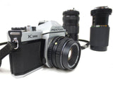 Vintage 1980 Pentax Asahi K1000 with Manual and Prime Lens SMC Pentax-M 1:2 50mm, With Vivitar 70-210mm, Makinon 80-200mm Zoom, Cover