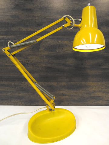 Vintage Mid Century Luxo Lil Norway Drafting Desk Lamp 23", Articulated Swing Arm, Yellow, Original Luxo Tag