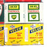 8 Vintage Metal Oil Cans Mobil Esso Sturdol Autogol Energol Irving, Wall Hangers