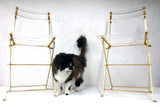 2 Vintage Plexiglass Gold Plated Folding Chairs by Designers Labovici & Berthet