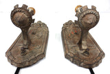 Antique Markel Electric Wall Sconces Light Fixture Pair, Armoured Knight & Crest